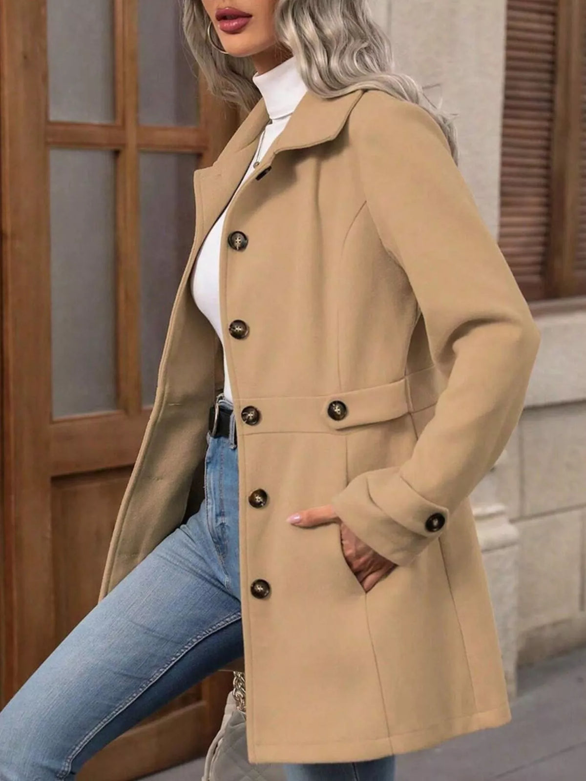Single-Breasted Long Sleeve Coat