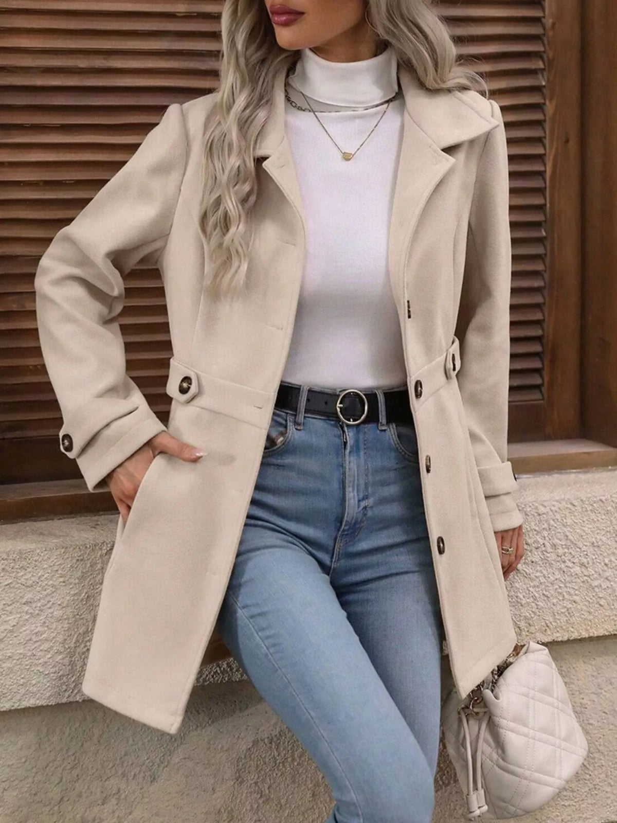 Single-Breasted Long Sleeve Coat