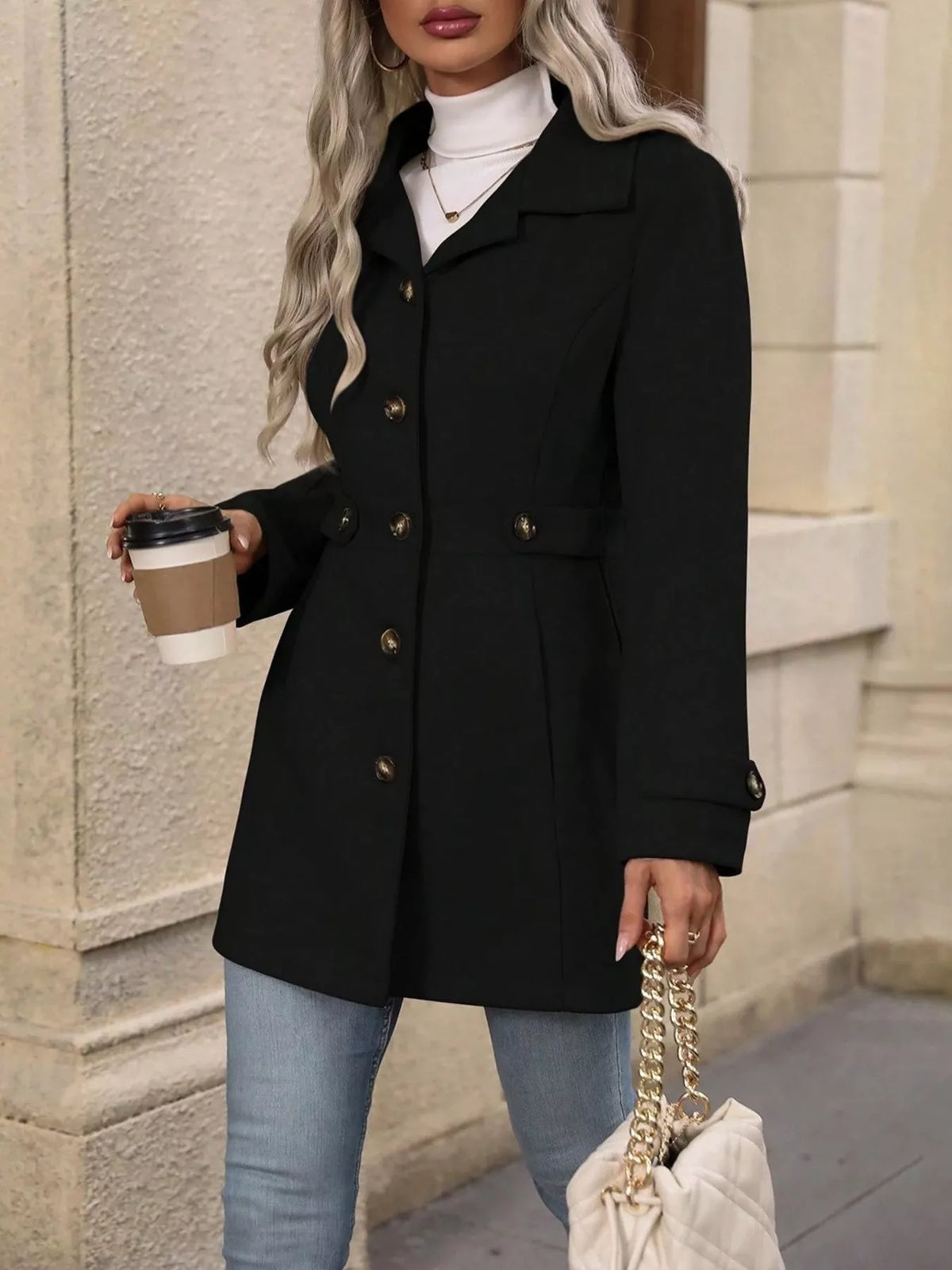 Single-Breasted Long Sleeve Coat