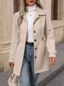 Single-Breasted Pocketed Long Sleeve Coat