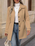 Single-Breasted Long Sleeve Coat Khaki / S