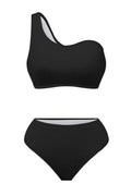 Single Shoulder Two-Piece Swimsuit Black / S