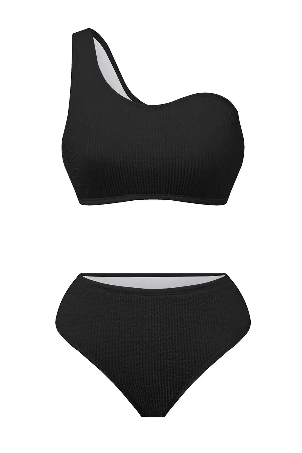Single Shoulder Two-Piece Swimsuit Black / S