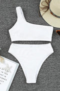 Single Shoulder Two-Piece Swimsuit White / S