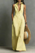 Sleeveless Button-Down Maxi Dress Pastel Yellow / S