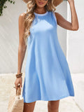 Sleeveless Flowy Mini Dress Light Blue / S