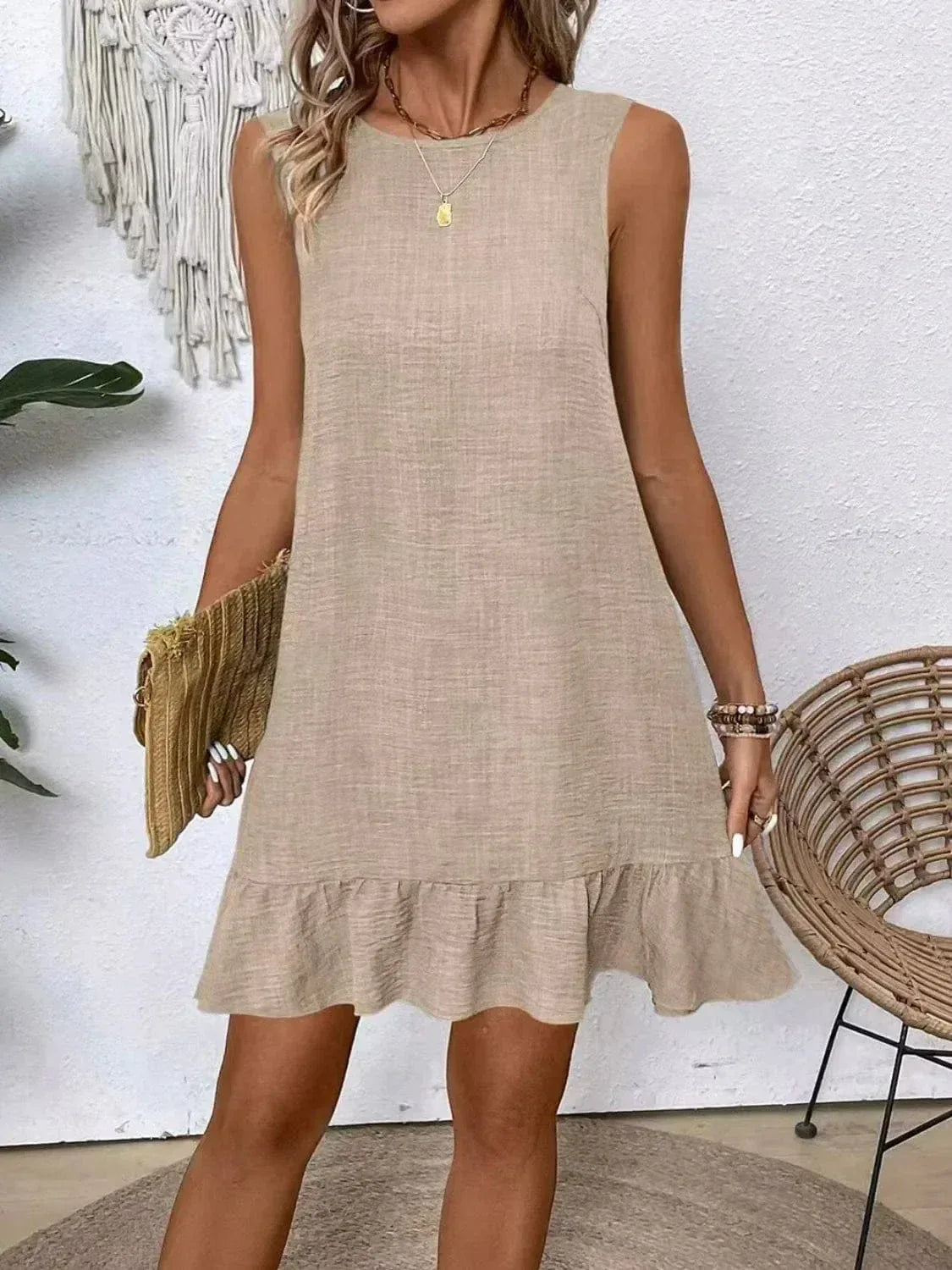 Sleeveless Ruffle Hem Dress