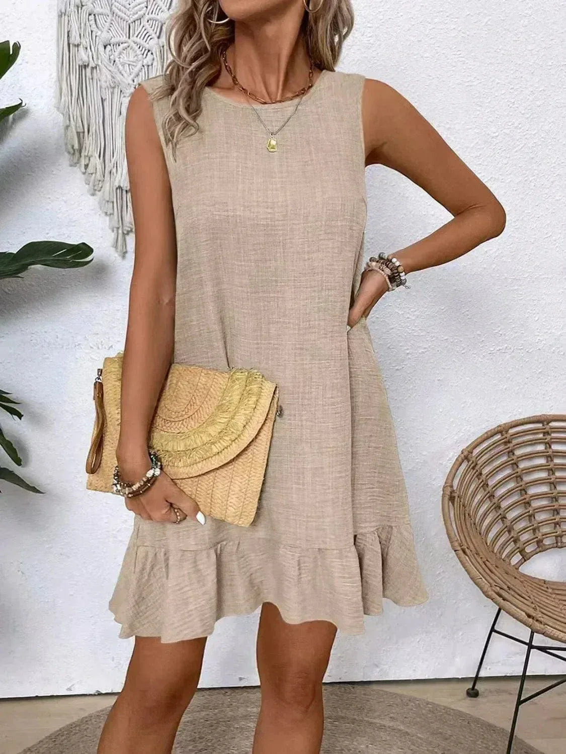 Sleeveless Ruffle Hem Dress