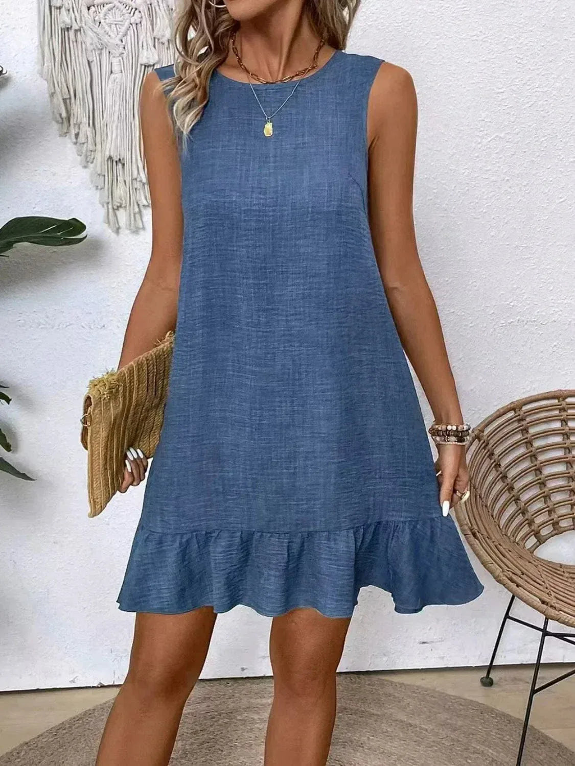 Sleeveless Ruffle Hem Dress