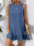 Sleeveless Ruffle Hem Dress Dusty Blue / XS