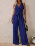 Sleeveless Tie Waist Wide Leg Jumpsuit