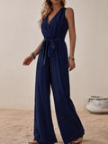 Sleeveless Tie Waist Wide Leg Jumpsuit