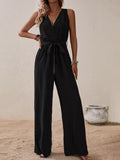 Sleeveless Tie Waist Wide Leg Jumpsuit