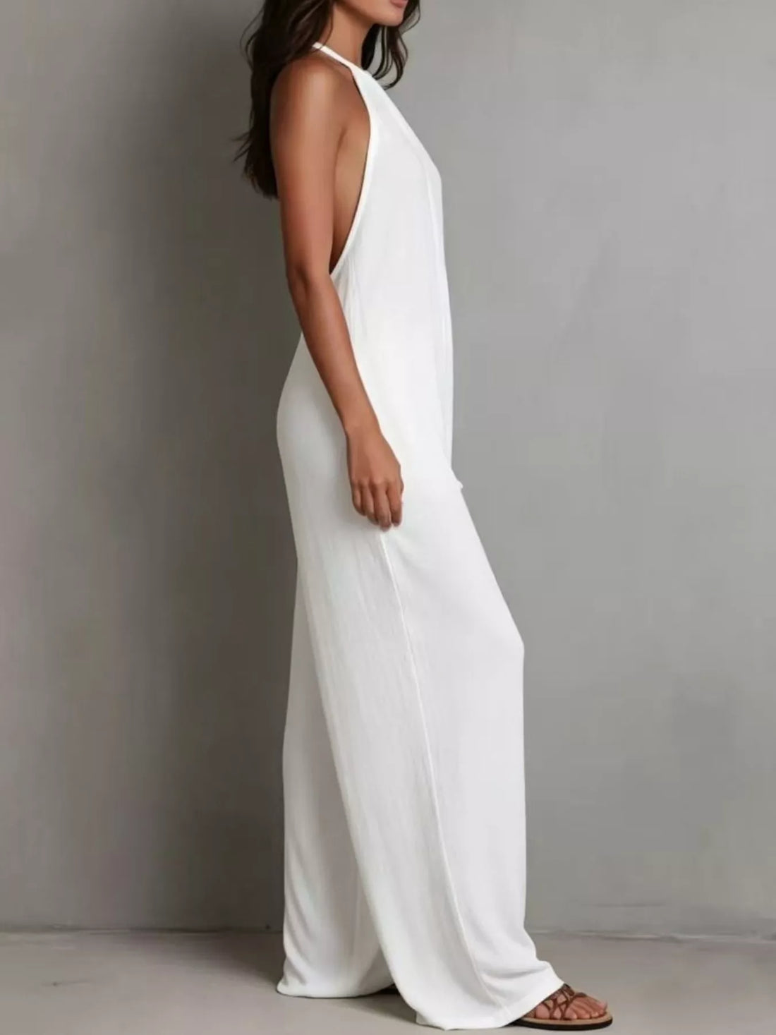 Sleeveless Wide Leg Jumpsuit White / S
