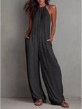 Sleeveless Wide Leg Jumpsuit Black / S