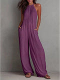 Sleeveless Wide Leg Jumpsuit Purple / S