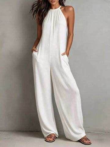 Sleeveless Wide Leg Jumpsuit White / S