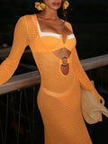 Slit Plunge Flare Sleeve Cover-Up Dress
