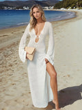 Slit Plunge Flare Sleeve Cover-Up Dress
