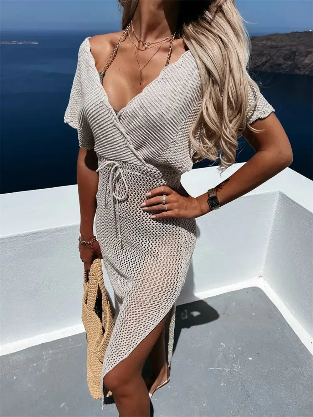 Women’s Cap Sleeve Beach Cover Ups Tan / S