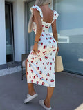 Slit Sweetheart Neck Midi Dress