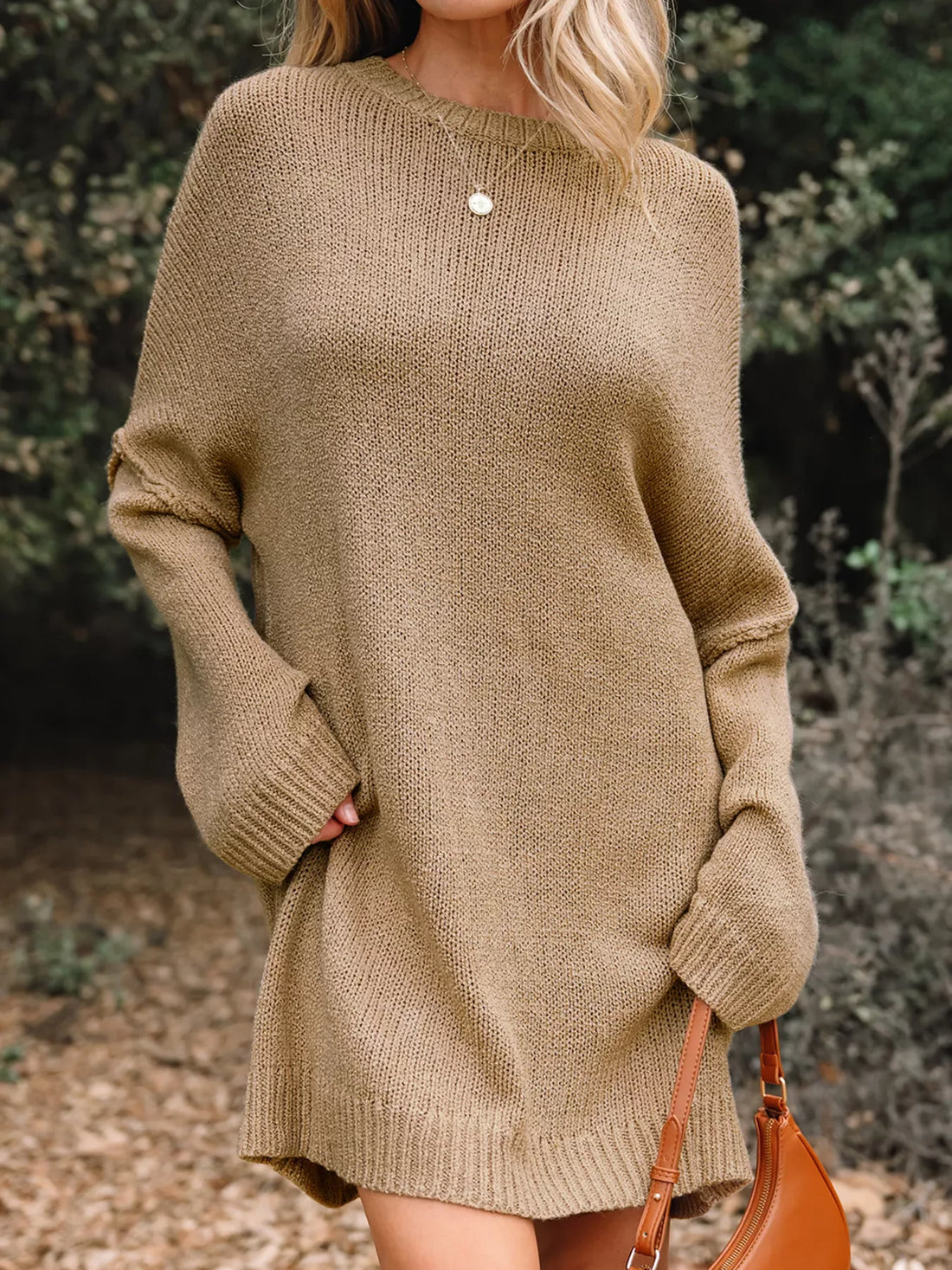 Slouchy Sweater Dress Camel / S