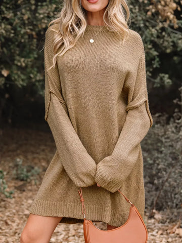Slouchy Sweater Dress Camel / S