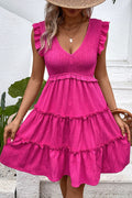 Perfee Smocked Frill-Trim Deep-V Dress - product view 4