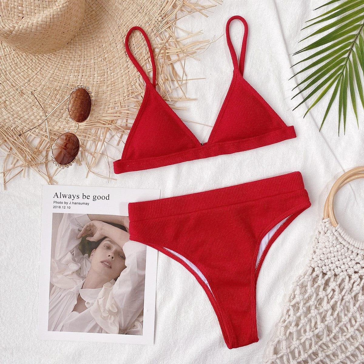 Ribbed Spaghetti Strap Bikini