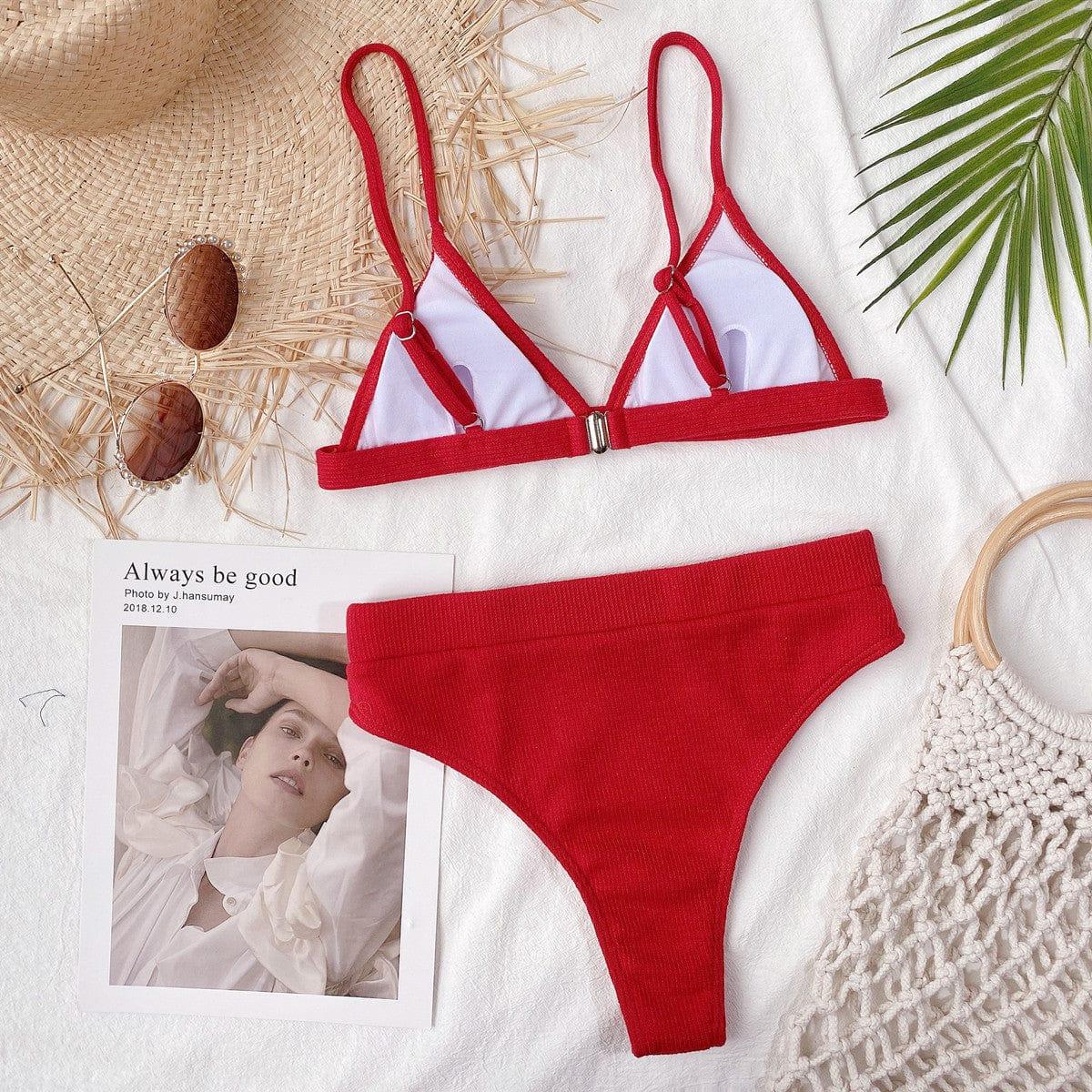 Ribbed Spaghetti Strap Bikini