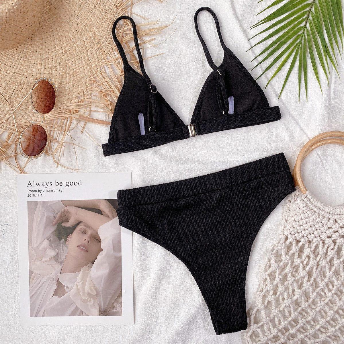 Ribbed Spaghetti Strap Bikini