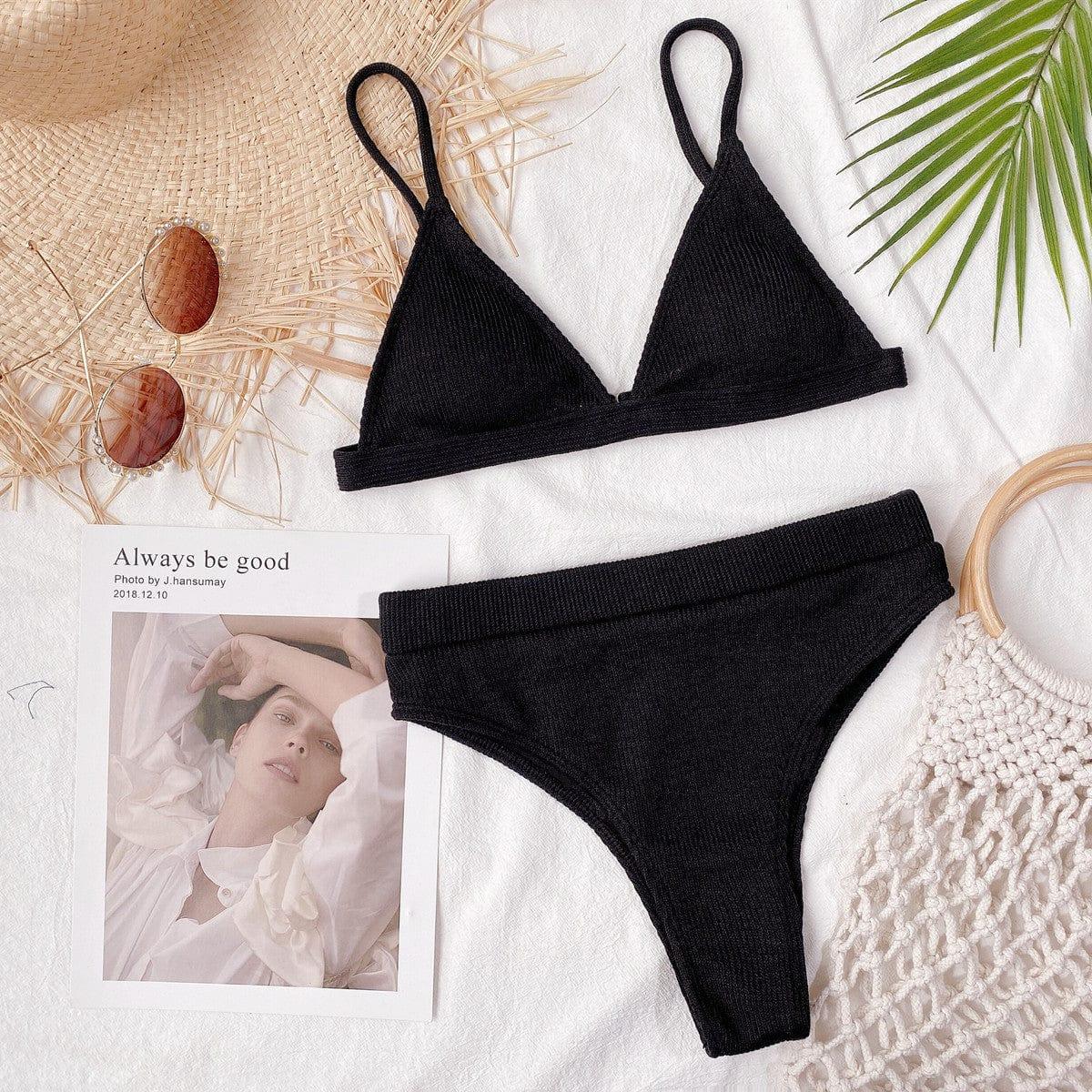 Ribbed Spaghetti Strap Bikini