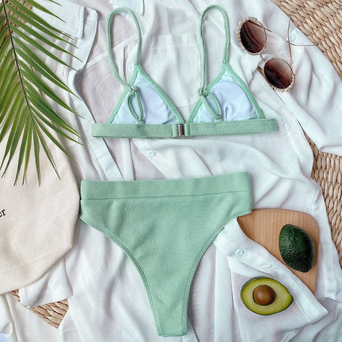 Ribbed Spaghetti Strap Bikini