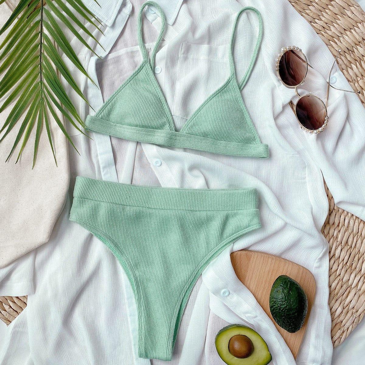 Ribbed Spaghetti Strap Bikini