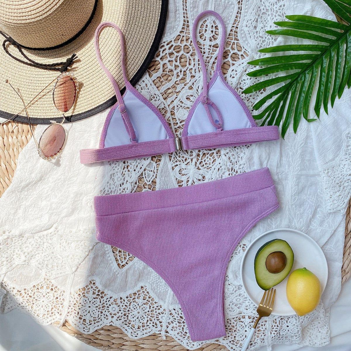 Ribbed Spaghetti Strap Bikini