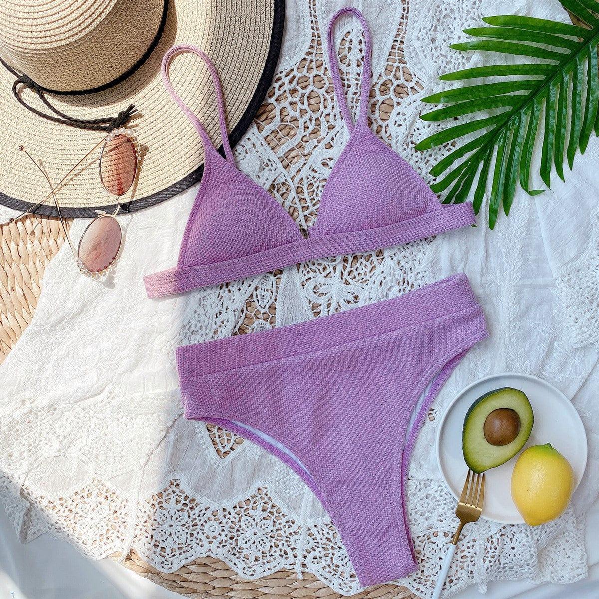 Ribbed Spaghetti Strap Bikini
