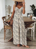 Spaghetti Strap Wide Leg Jumpsuit Beige / S