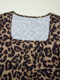 Leopard Print Square Neck Long Sleeve Top