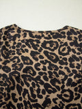 Leopard Print Square Neck Long Sleeve Top