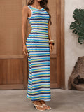 Striped Bodycon Knit Maxi Dress