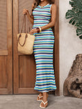 Striped Bodycon Knit Maxi Dress