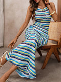 Striped Bodycon Knit Maxi Dress