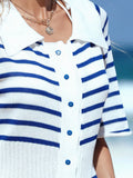Striped Button-Down Knit Mini Dress