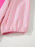 Striped Color Block Shirt Collar Mini Dress