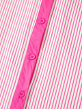 Striped Color Block Shirt Collar Mini Dress