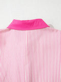 Striped Color Block Shirt Collar Mini Dress
