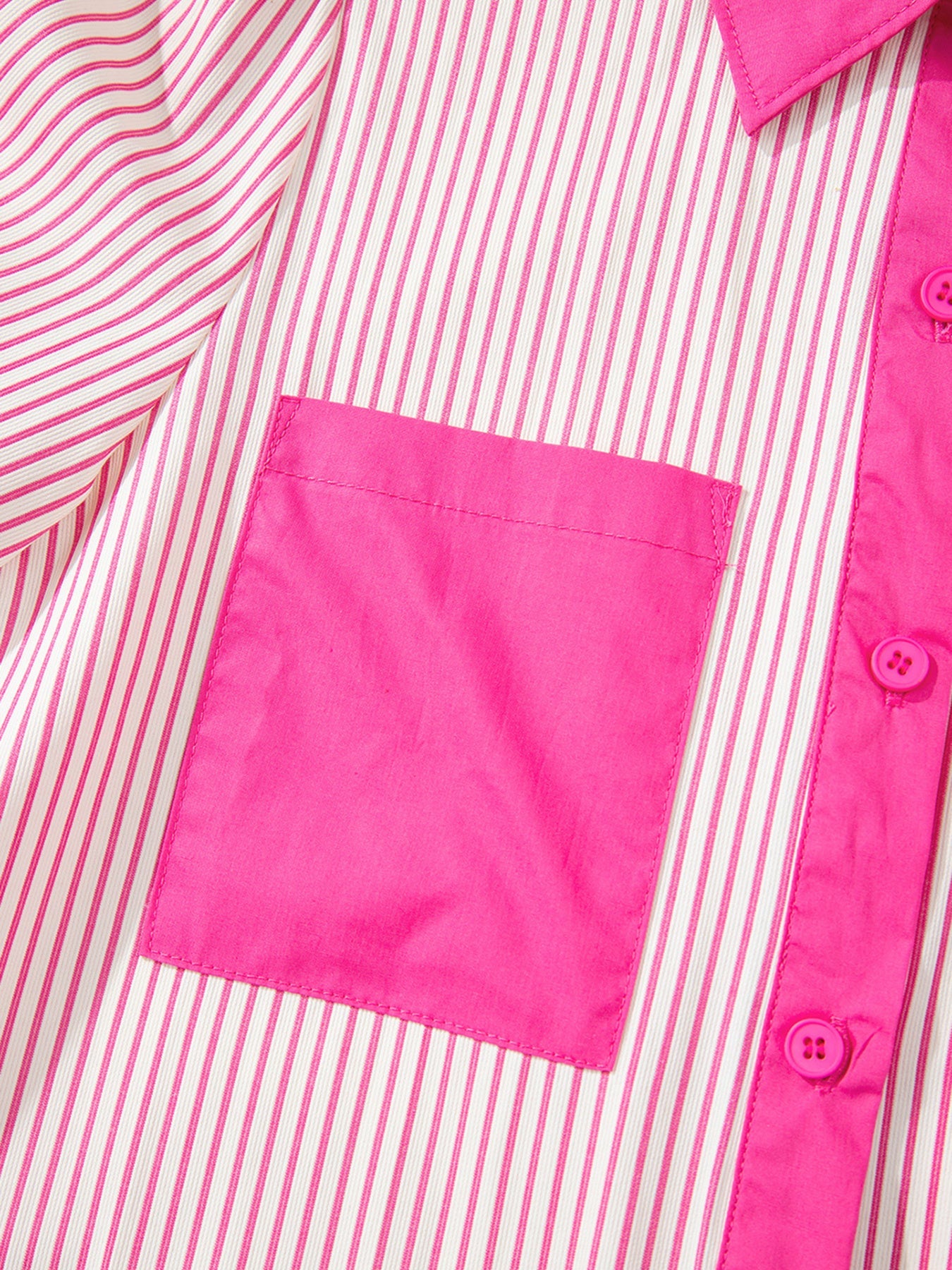 Striped Color Block Shirt Collar Mini Dress