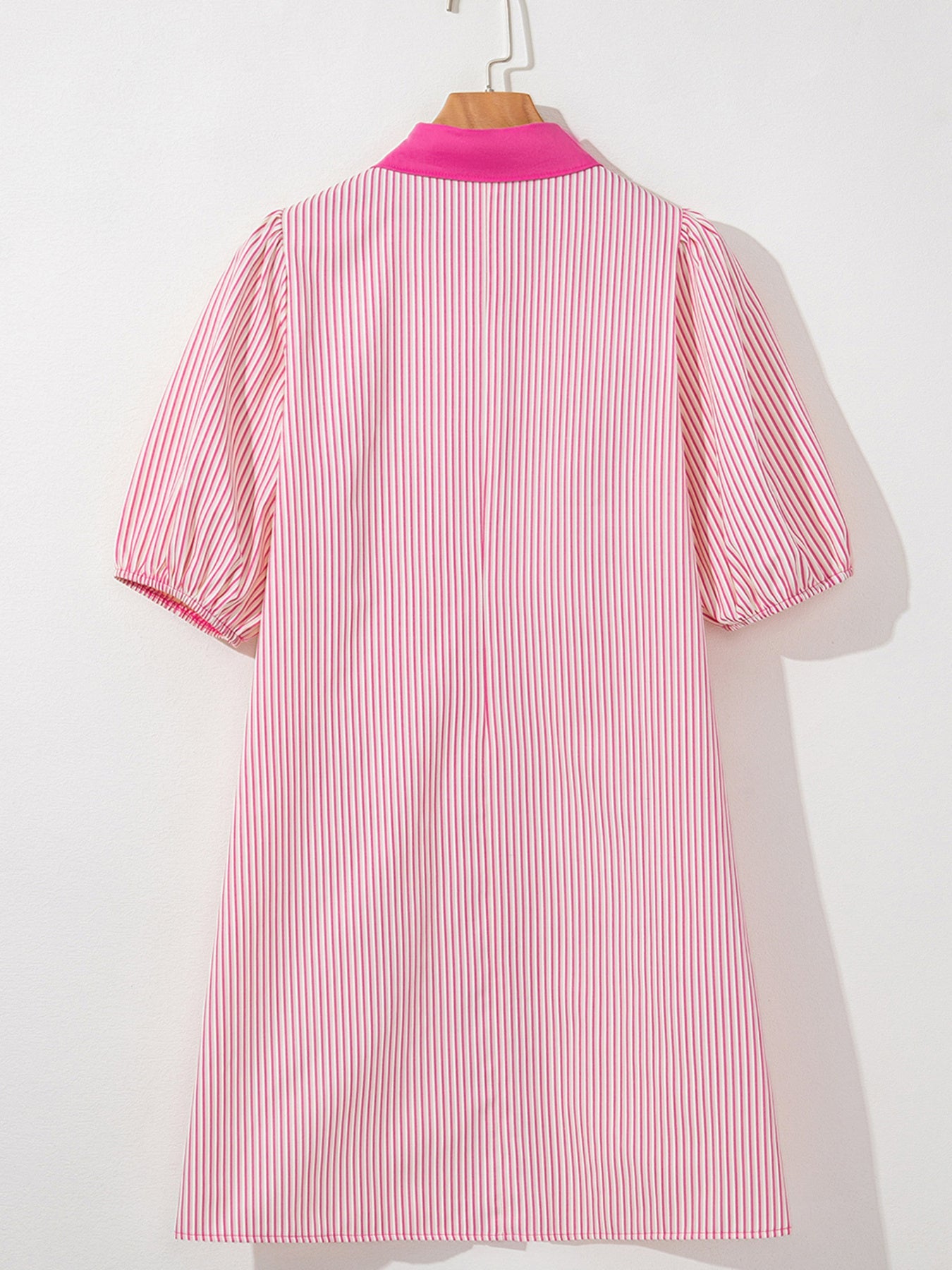 Striped Color Block Shirt Collar Mini Dress