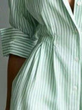 Striped Button-Down Contrast-Hem Shirt Dress - product view 11