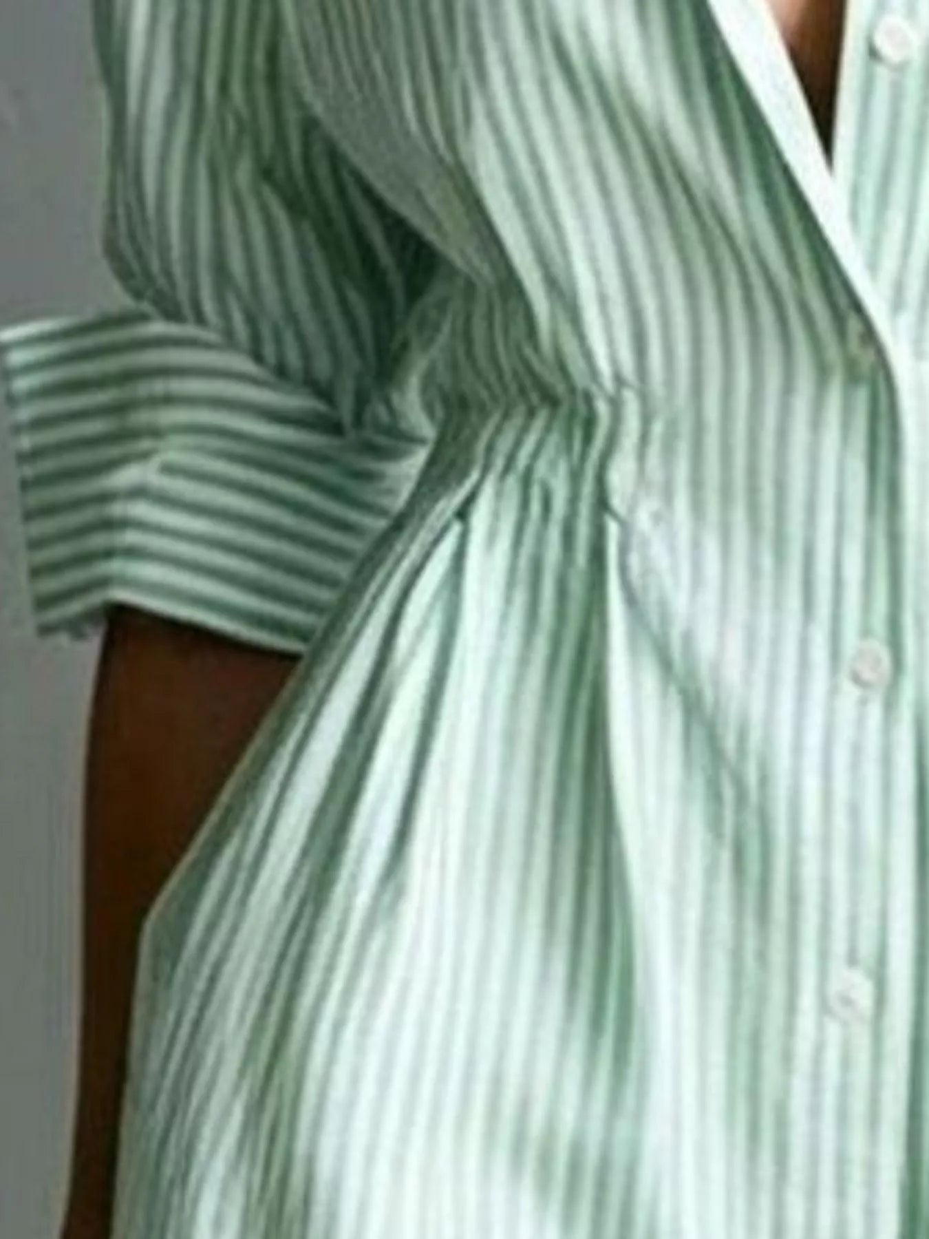 Striped Button-Down Contrast-Hem Shirt Dress - product view 11